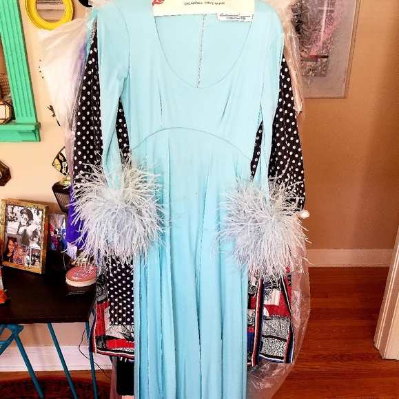 VTG Rare Lillie Rubin 700 Disco Feather Maxi Dress - Picture 4 of 8